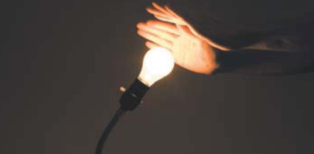 light hit the hand and genearate little heat